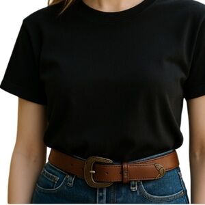 WESTERN Belt Chocolate Brown Vegan Leather Bronzed Buckle and Tip Size XS